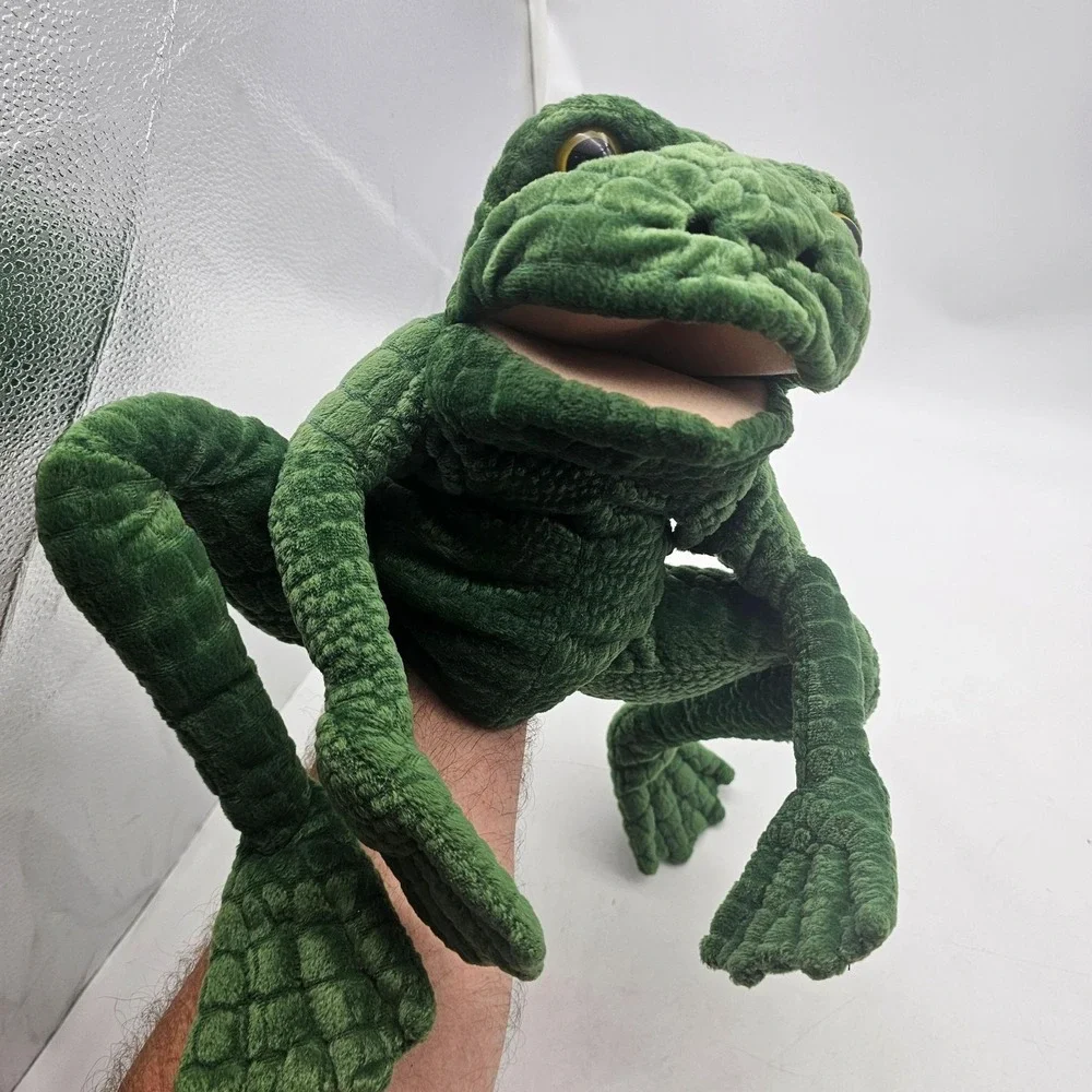 Folkmanis Long Legged Frog Hand Puppet Plush Toy Medium Green Washable Cute